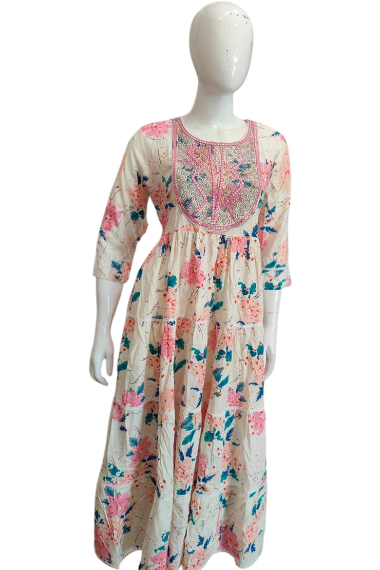Cotton Umbrella Kurthi Pink - Image 2