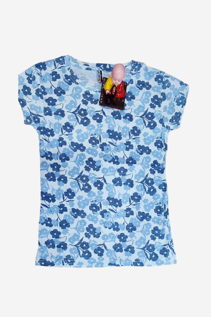 Blue Flower Design T-Shirt