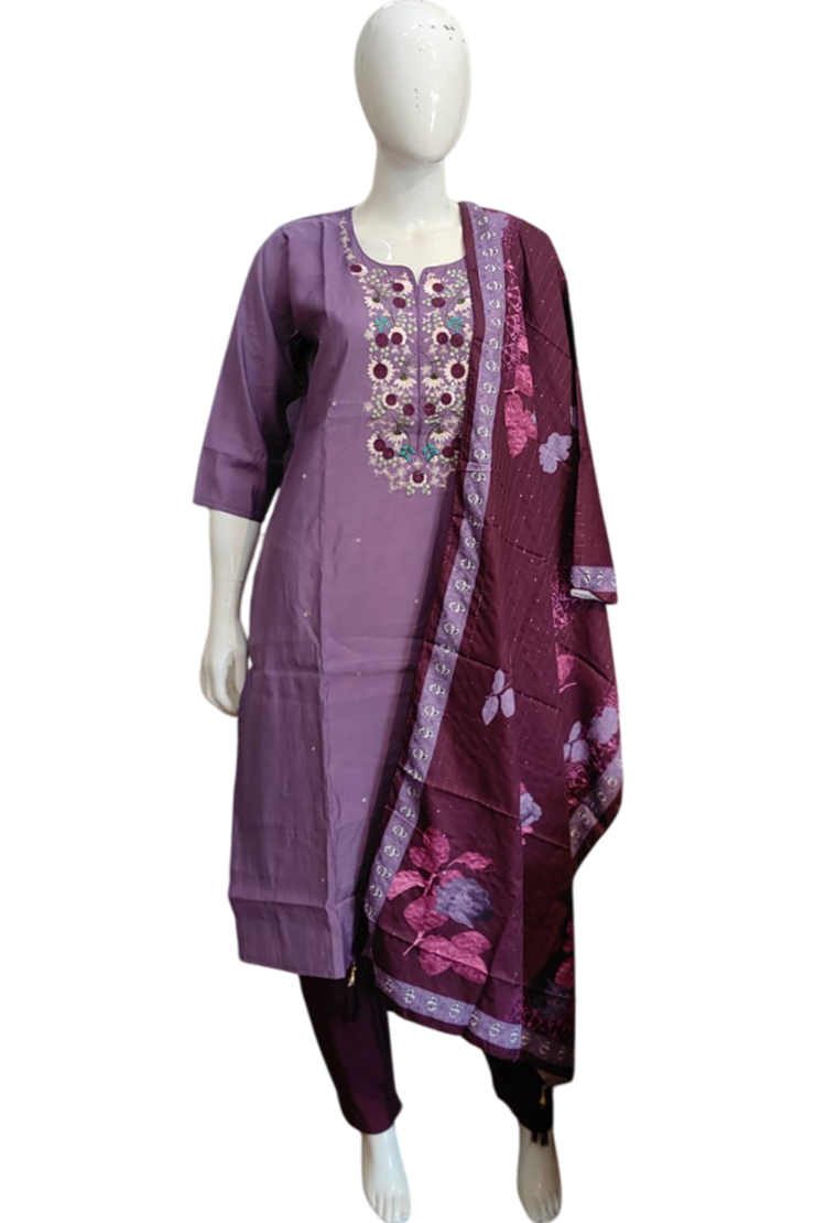 Roman Silk Fabric Purple - Image 2