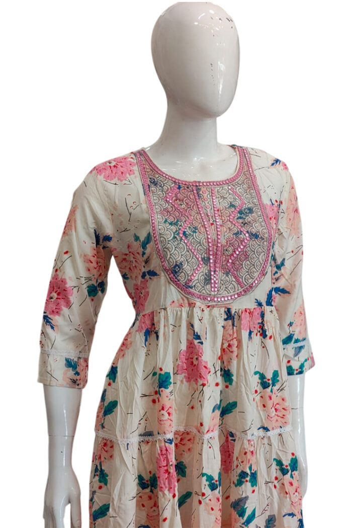 Cotton Umbrella Kurthi Pink